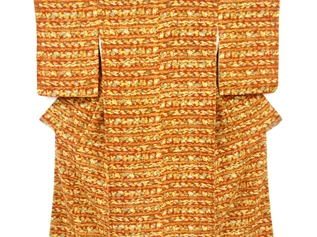 JAPANESE KIMONO / KOMON / CHIRIMEN / FLORAL PLANTS